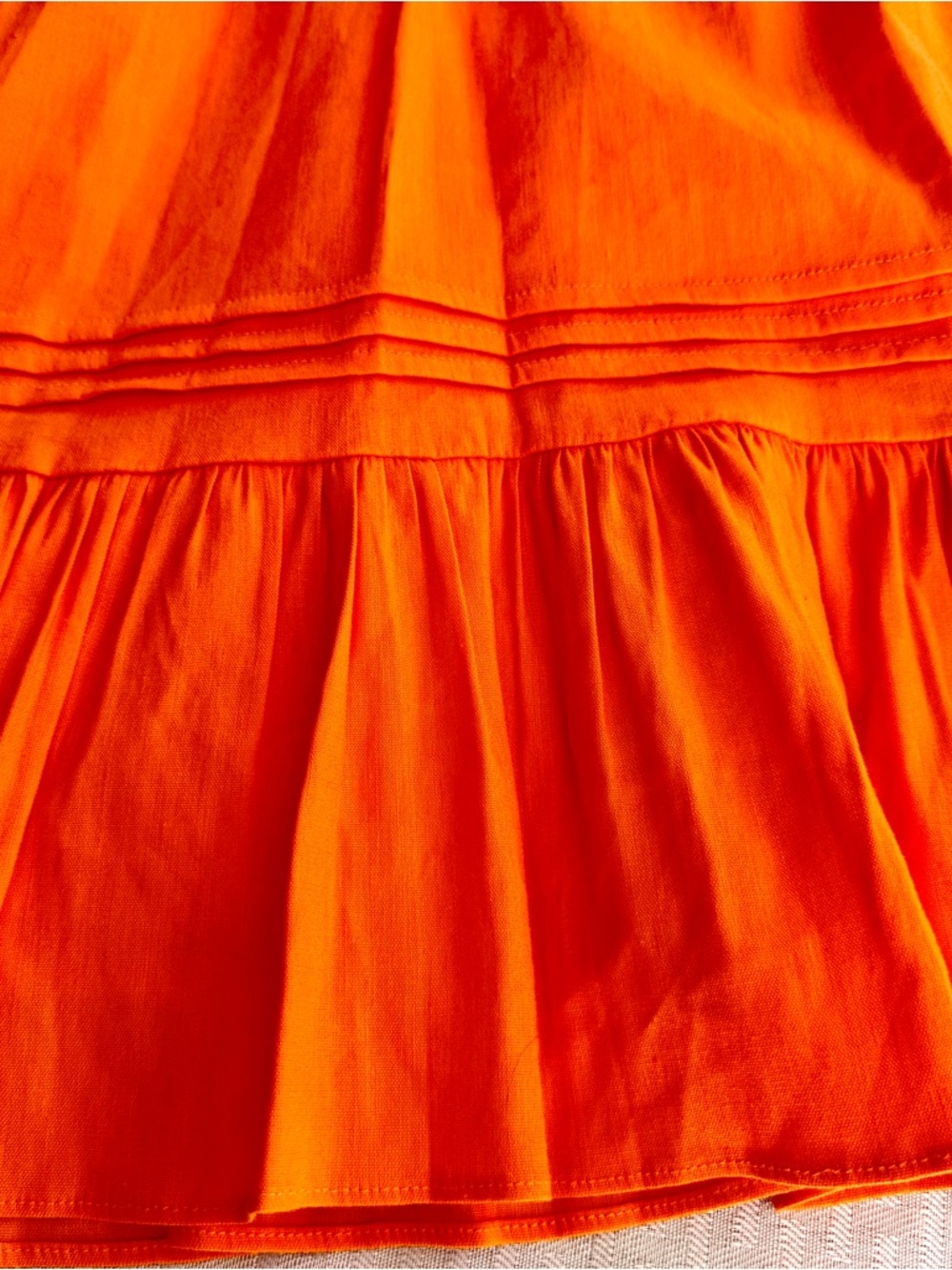 Gianni Bini Orange Linen Blend Babydoll Dress Puff Sleeve Cottagecore 12 - Picture 9 of 16